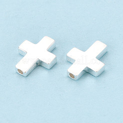 スターリングシルバーの宗教クロスビーズ925個  銀  10x8x2mm  穴：1.2mm&nbsp;STER-N016-122S