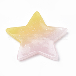 樹脂カボション  グリッターパウダー付き  模造ゼリー  ツートン  スター  きいろ  35x37x4mm&nbsp;CRES-N016-33B