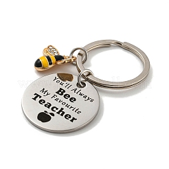 Teacher's Day Gift 201 Stainless Steel Flat Round with Word Keychains&nbsp;KEYC-FS0001-09