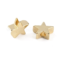 真鍮ビーズ  ニッケルフリー  スター  ゴールドカラー  7x7.5x3mm  穴：1.6mm&nbsp;KK-WH0047-42G