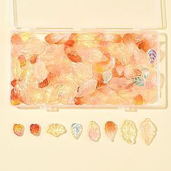 120Pcs 8 Styles Autumn Theme Two-Tone Transparent Glass Charms&nbsp;GLAA-FS0002-56