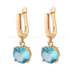 Flat Round Brass Pave Cubic Zirconia Hoop Earrings for Women&nbsp;EJEW-G428-22G
