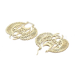 304ステンレススチール製バットフープピアス（女性用）  ゴールドカラー  54x53x1~2mm&nbsp;LS-EJEW-R156-08G