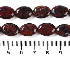 天然石ブレシエイテッドジャスパービーズ連売り  フラットオーバル  14x10x5mm  穴：1mm  約29個/連  15.75''（40センチメートル）&nbsp;G-H029-A01-01