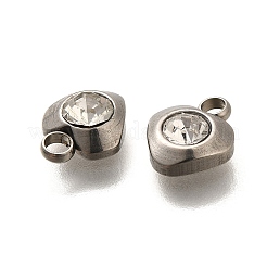 ステンレススチールチャーム201個  クリスタルラインストーン付き  ダイヤモンド  9.5x8x3mm  穴：2mm&nbsp;STAS-F311-06P-03