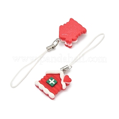 携帯ストラップ樹脂  レッド  ハウス  7.7cm&nbsp;HJEW-PH01942-02