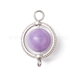6Pcs 6 Styles Natural Carnelian & Yellow Jade & Dyed White Jade & Green Jade Round Connectror Charms&nbsp;PALLOY-JF02806