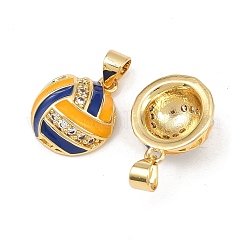 Brass Enamel Cubic Zirconia Pendants&nbsp;KK-L251-34G