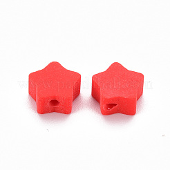 手作り樹脂粘土ビーズ  ジュエリー工芸用品のDIY用  スター  ミックスカラー  9x9~10x4~5mm  穴：1.6mm&nbsp;CLAY-N008-012