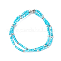 3Pcs 3 Colors Natural Freshwater Shell Beads Double Layered Stretch Bracelets for Women&nbsp;BJEW-JB12124