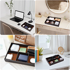 2Pcs Desktop 4-Grid PU Leather Organizer Display Storage Trays&nbsp;CON-CA0001-036A