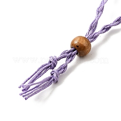 編み込みワックスロープコード マクラメポーチ ネックレス作り  調節可能なウッドビーズ 交換可能な石のネックレス  ライラック  35.43インチ（90cm）  4mm&nbsp;NJEW-J007-04