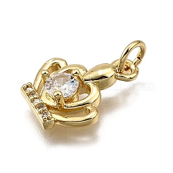 Brass Micro Pave Cubic Zirconia Pendants&nbsp;KK-Z100-06G