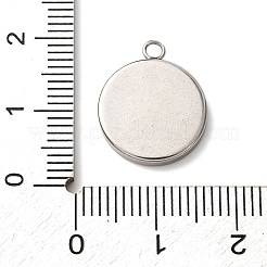 201 ステンレススチールペンダントカボションセッティング  フラットラウンド  ステンレス鋼色  トレイ：12.5mm  17x14x2.5mm  穴：1.8mm&nbsp;STAS-D379-04E-P