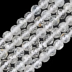 ナチュラルホワイトトパーズビーズ連売り  多面カット  ラウンド  5~5.5mm  穴：0.8mm  約76個/連  15.47''（39.3センチメートル）&nbsp;G-L651-C15-5mm