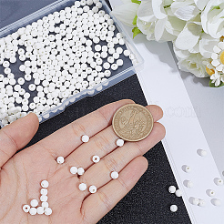 5連売り合成溶岩ラウンドビーズ連売り  ホワイト  4~5mm  穴：1mm  約95個/連  15.16インチ（38.5cm）&nbsp;G-PA0002-40