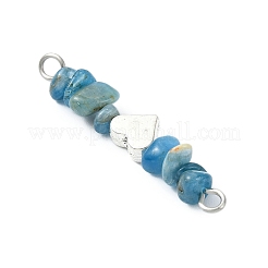 16Pcs 16 Styles Mixed Gemstone Chip Beaded with Brass Heart Connector Charms&nbsp;PALLOY-JF03059-02
