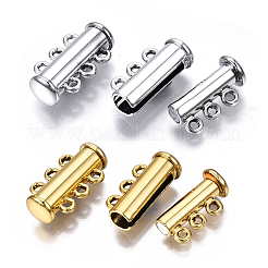8セット 2色 3連真鍮製マグネットスライドロック留め具  6穴  チューブ  ミックスカラー  19.5x10.5x6.5mm  穴：1.4mm  4個/カラー&nbsp;KK-FS0001-60