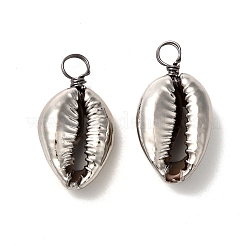 電気メッキシェルビーズペンダント  環境に優しい銅線付き  ミックスカラー  23~26x11~13x6~7.5mm  穴：3.5mm&nbsp;PALLOY-JF01002