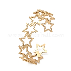 女性用304ステンレススチールカフバングル  スター  中空  ゴールドカラー  内径：2-1/4x1-7/8インチ（5.75x4.9cm）&nbsp;BJEW-U045-03G