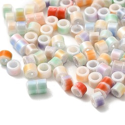ペイントガラスビーズを焼く  チューブ  ミックスカラー  4x3mm  穴：1.2mm&nbsp;GLAA-D020-02