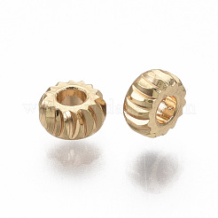 真鍮製スペーサービーズ  ニッケルフリー  段ボール  18KGP本金メッキ  3x1.5mm  穴：1.2mm&nbsp;KK-T063-001B-NF