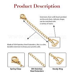 2Pcs 2 Styles 304 Stainless Steel Chain Extender&nbsp;STAS-FH0002-31G