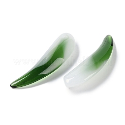 透明スプレー塗装ガラスペンダント  三日月形  濃い緑  42~44x12.5~13.5x7~7.5mm  穴：1.6mm&nbsp;GLAA-S202-02A