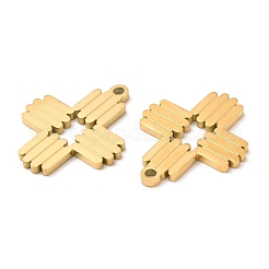 イオンプレーティング（IP）316Lサージカルステンレスペンダント  ニッケルフリー  クロスチャーム  18KGP本金メッキ  20x17x1mm  穴：1.4mm&nbsp;STAS-D078-25G