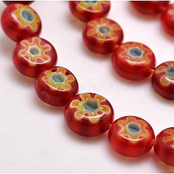 Handmade Millefiori Glass Flat Round Bead Strands&nbsp;LK-P011-02