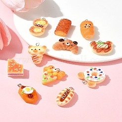 11個 11スタイル 樹脂製模造食品ペンダント  プラチナメッキの鉄製ループが付いた漫画のクマのパンチャーム  食べ物  15~33x13.5~27x10~14mm  穴：2mm  1個/スタイル&nbsp;FIND-FS0002-61