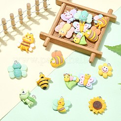80Pcs 16 Styles Opaque Resin Pendants&nbsp;RESI-CJ0004-48