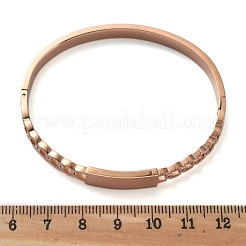 イオンプレーティング（IP）304ステンレススチール製ヒンジ付き女性用バングル  艶消し  長方形  ローズゴールド  内径：2-1/4x1-7/8インチ（5.8x4.9cm）&nbsp;BJEW-A011-21RG
