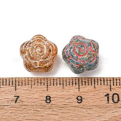 手作りランプワークビーズ  花  ゴールドライン入り  ミックスカラー  11.5x12x9mm  穴：1.2mm&nbsp;LA-CBAD2DB-01D