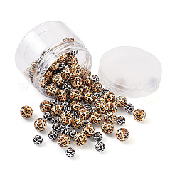 100Pcs 2 Patterns Printed Natural Wooden Beads&nbsp;WOOD-BY0001-01
