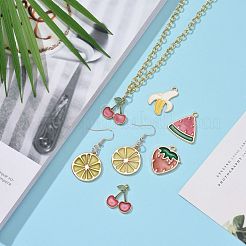 15Pcs 5 Style Light Gold Plated Fruit Theme Alloy Enamel Pendants&nbsp;ENAM-ZZ0001-06