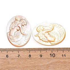 Natural Yellow Shell Carved Cabochons&nbsp;SHEL-G024-02B