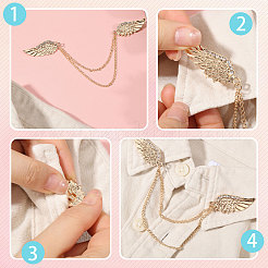 4Pcs 4 Styles Alloy & Iron Hanging Chain Brooches&nbsp;JEWB-CA0001-64
