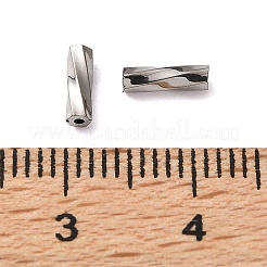 電気メッキガラスビーズ  ツイストチューブ  多面カット  銀  6~7x2mm  穴：0.8mm  約250個/袋&nbsp;GL-G001-03A