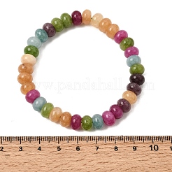 Dyed Natural White Jade Rainbow Rondelle Beaded Stretch Bracelets for Women&nbsp;GG-CBA3F02-04