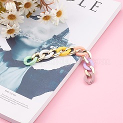 ツイストチェーンをつなぐ不透明なスプレー塗装アクリル＆ccbプラスチック  クイックリンクチェーン  カラフル  23x16.5x5mm  約39.37インチ（1m）/連&nbsp;AJEW-JB00909
