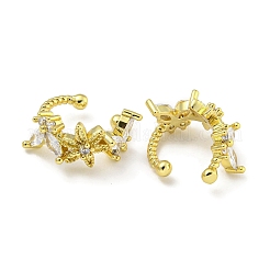 Brass Micro Pave Clear Cubic Zirconia Cuff Earrings&nbsp;EJEW-C104-001G