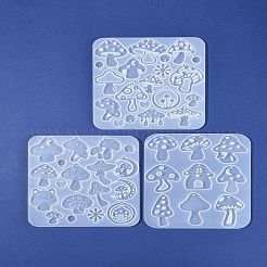 イースター DIY ペンダント モールド 3 個 3 スタイル  シリコーン鋳造金型  UVレジン用  エポキシ樹脂工芸品作り  キノコ  ホワイト  129~133x112~119x5mm  穴：1.5~2mm  1個/スタイル&nbsp;AJEW-FS0001-36