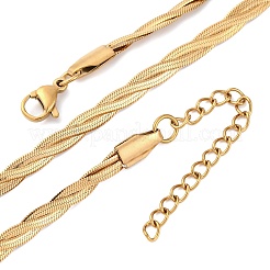 304ステンレススチールツイストスネークチェーンネックレス  イオンプレーティング（ip）  18KGP本金メッキ  18.07インチ（45.9cm）&nbsp;X-NJEW-Q013-08G