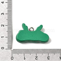 クリスマスの不透明な樹脂ペンダント  プラチナ鉄ループ付き  鹿  16.5x28x7mm  穴：2mm&nbsp;FIND-I057-04P-10
