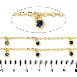 Brass Cubic Zirconia Cable Chains&nbsp;CHC-H112-02G-06
