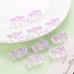 透明なアクリルビーズ  エナメル  キャンディ  ライラック  13.5x26.5x9.5mm  穴：3mm&nbsp;LS-MACR-S374-05A-01