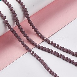 ファセット(32面)ガラスビーズ連売り  ラウンド  インディアンレッド  4mm  穴：1mm  約86~96個/連  31~34cm&nbsp;EGLA-J042-36A-08