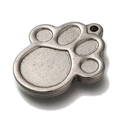304ステンレスペンダント  足跡チャーム  アンティークシルバー  29x24.5x2.8mm  穴：2mm&nbsp;STAS-H223-07AS