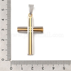 イオンプレーティング（IP）304ステンレスペンダント  クロスチャーム  ゴールデン·ステンレス鋼色  41x25x4mm  穴：9x5mm&nbsp;STAS-D110-31GP